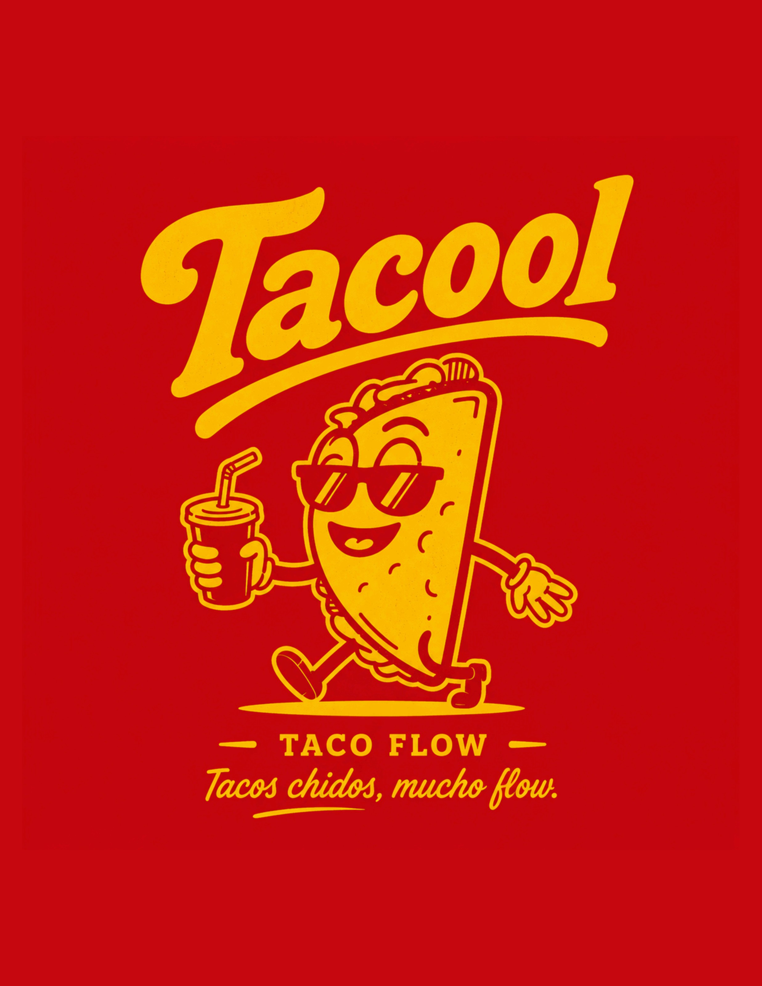 Mascota de Tacool: un taco con lentes de sol